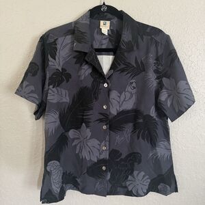 Kahala Maui Jim Silk Short Women’s Large Tropical Button Down Island Vacation